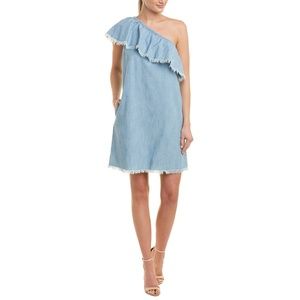 VINCE CAMUTO Frayed Ruffle One-Shoulder Dress